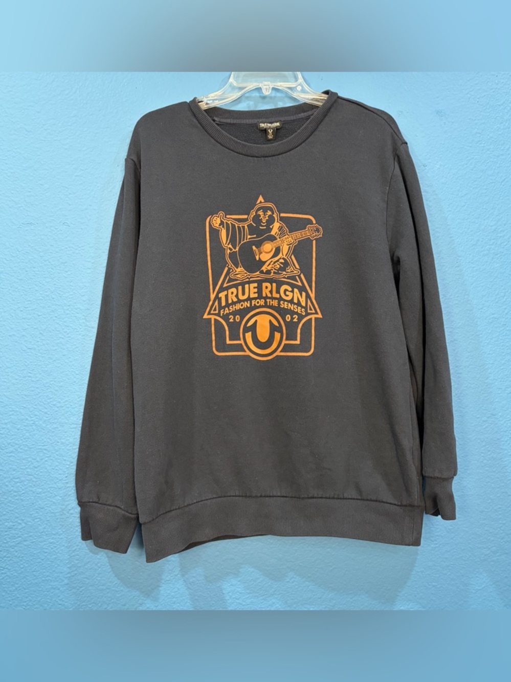 True Religion Buddha Fashion For The Senses 2002 Black Sweatshirt Sz Large